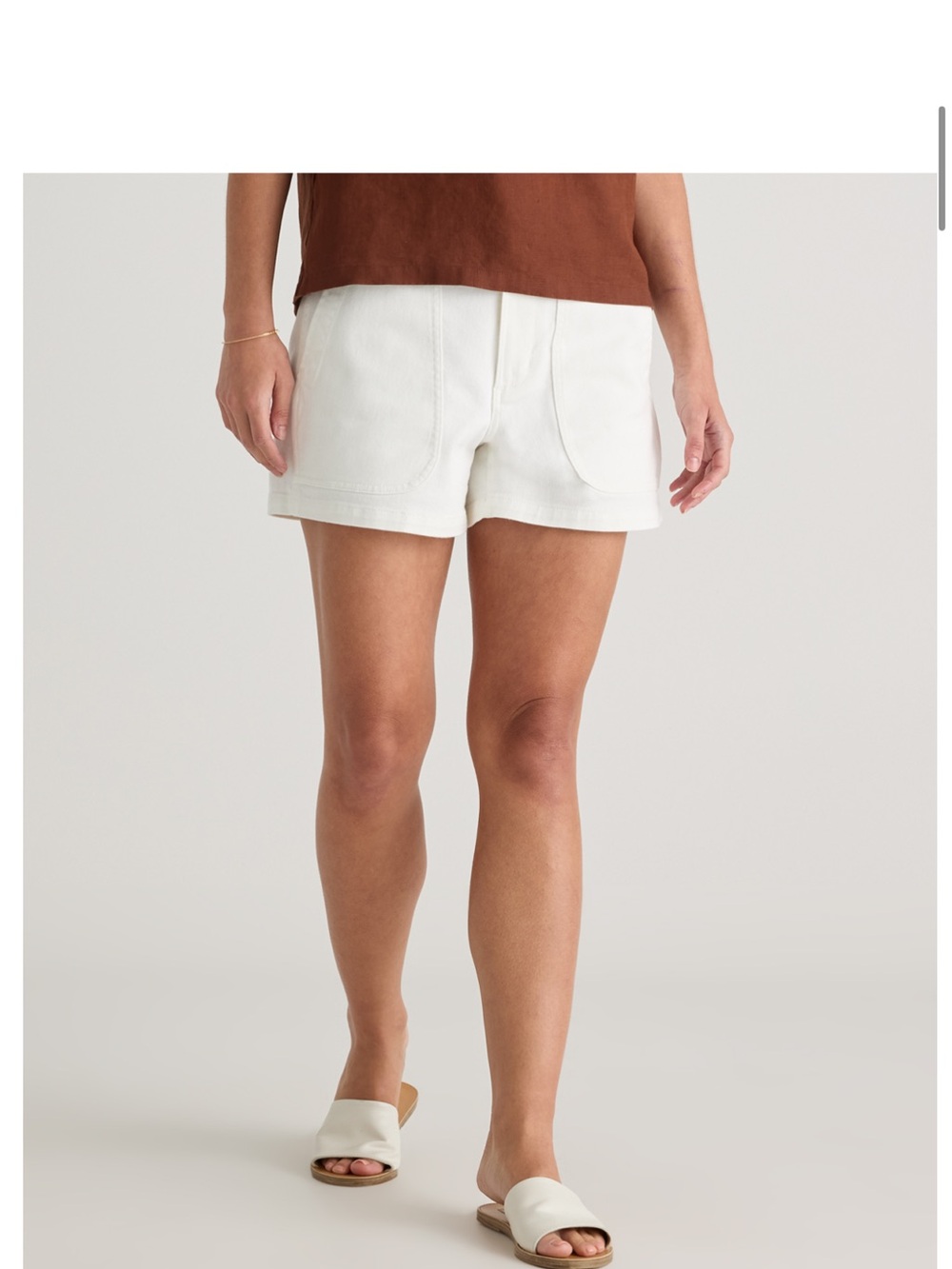 Quince White High-Rise Patch-Pocket Shorts